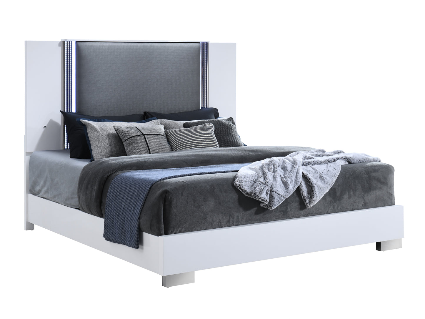 Ylime Smooth White LED Bedroom Collection