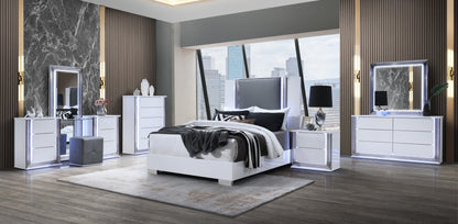 Ylime Smooth White LED Bedroom Collection
