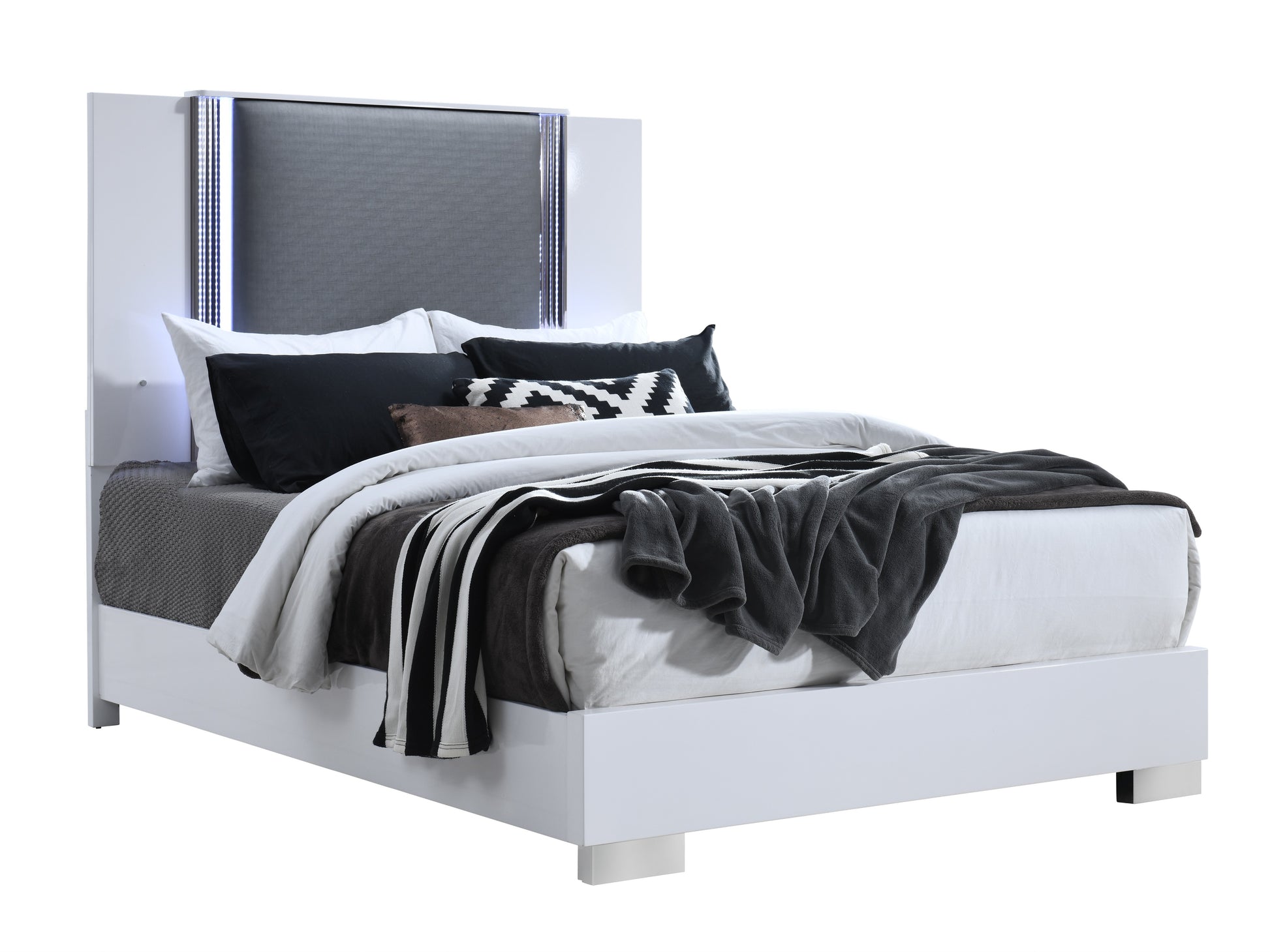 Ylime Smooth White LED Bedroom Collection