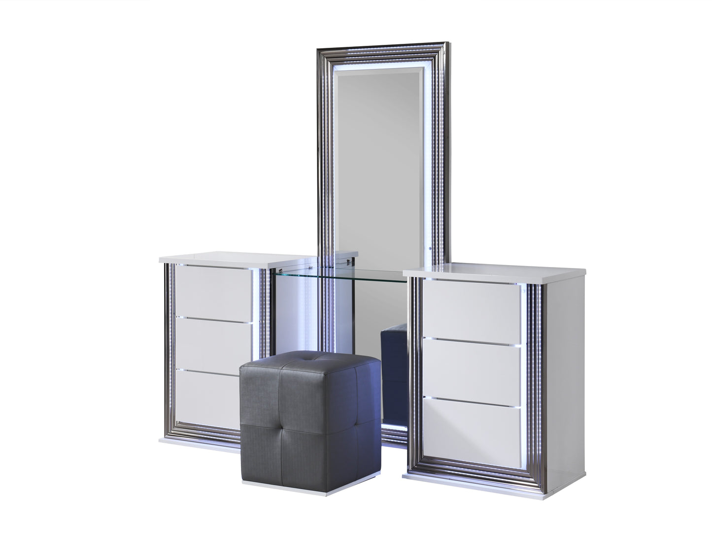 Ylime Smooth White LED Bedroom Collection
