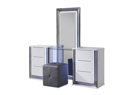 Ylime Smooth White LED Bedroom Collection