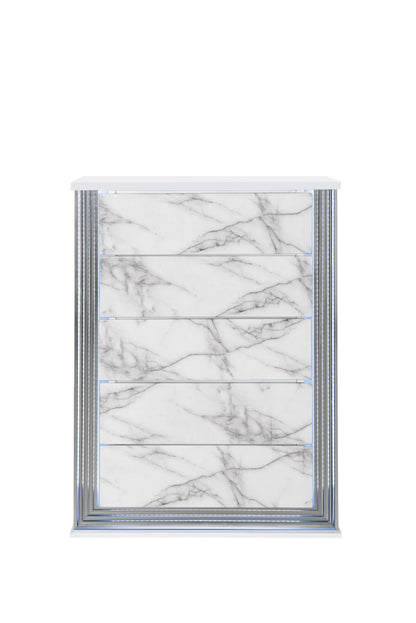 Ylime White Marble LED Bedroom Collection