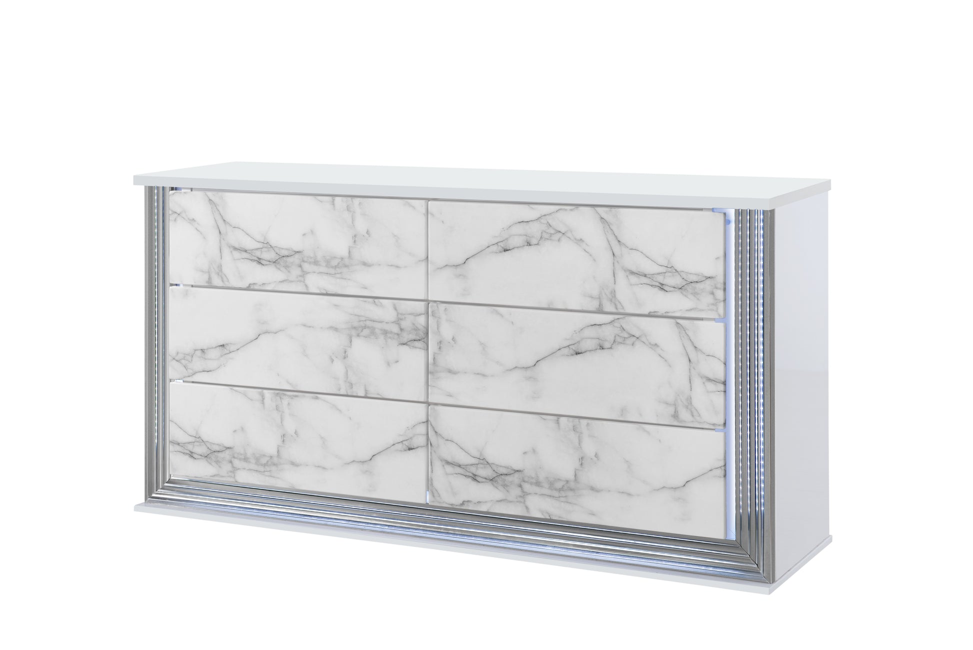 Ylime White Marble LED Bedroom Collection