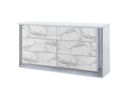 Ylime White Marble LED Bedroom Collection