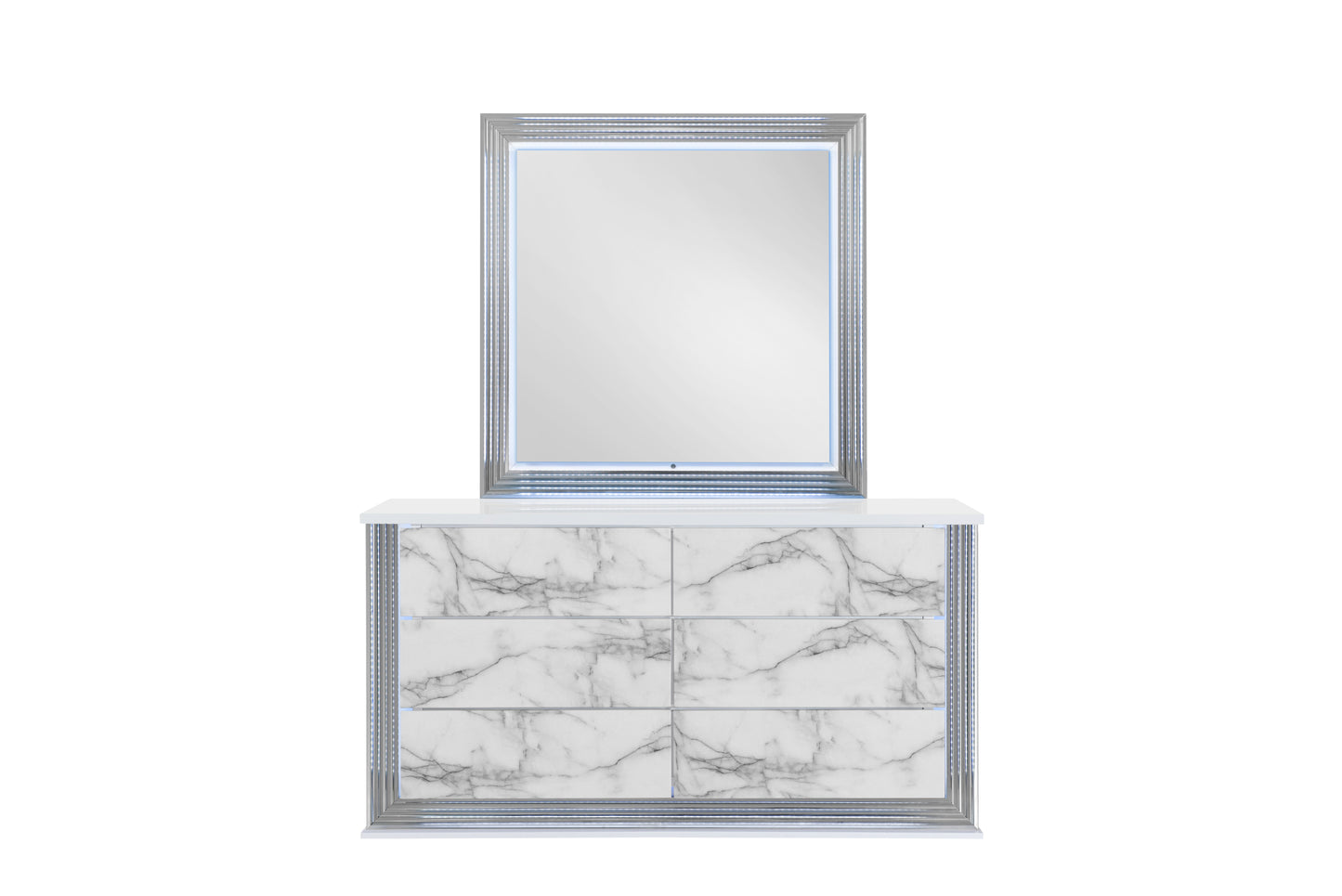 Ylime White Marble LED Bedroom Collection