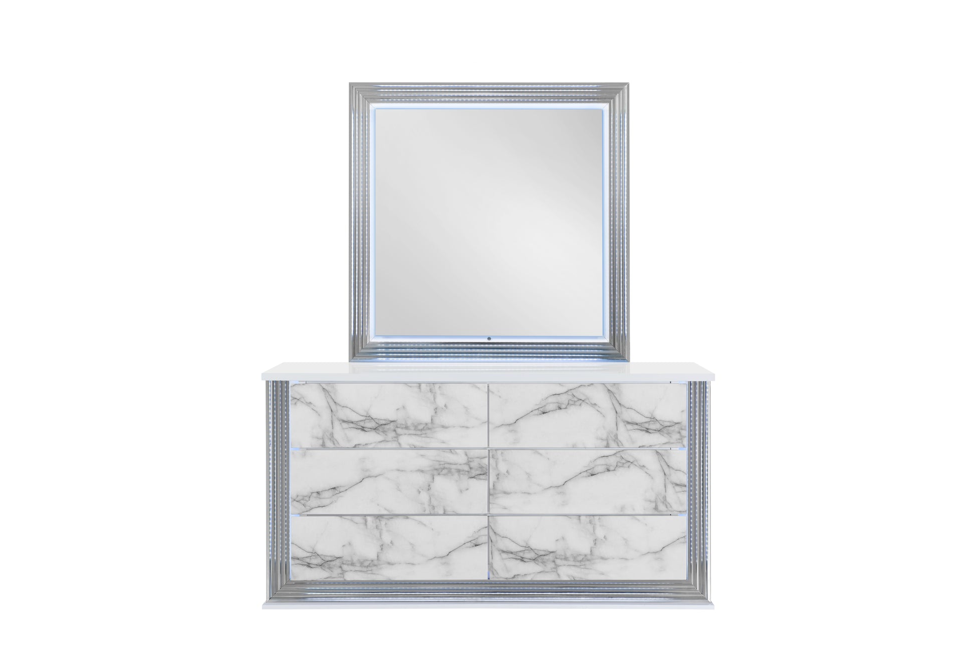 Ylime White Marble LED Bedroom Collection