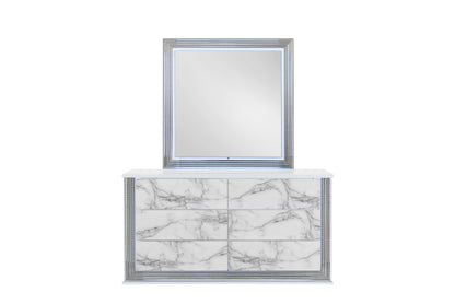 Ylime White Marble LED Bedroom Collection