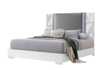 Ylime White Marble LED Bedroom Collection