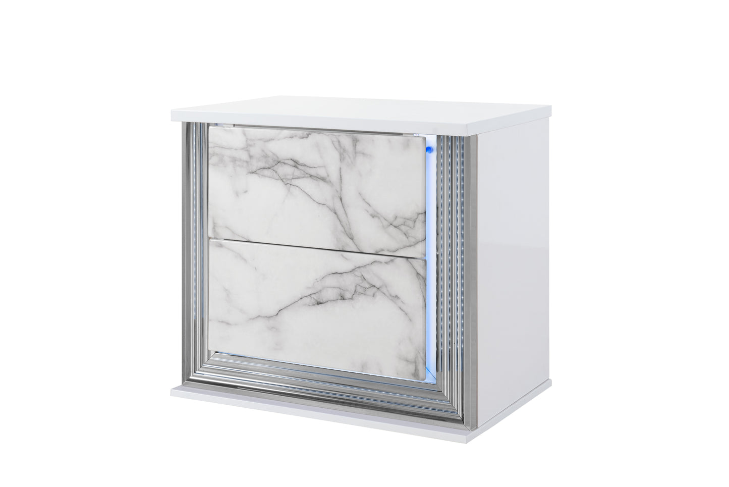 Ylime White Marble LED Bedroom Collection
