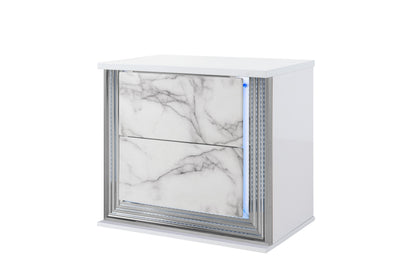 Ylime White Marble LED Bedroom Collection