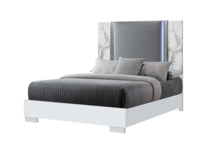 Ylime White Marble LED Bedroom Collection