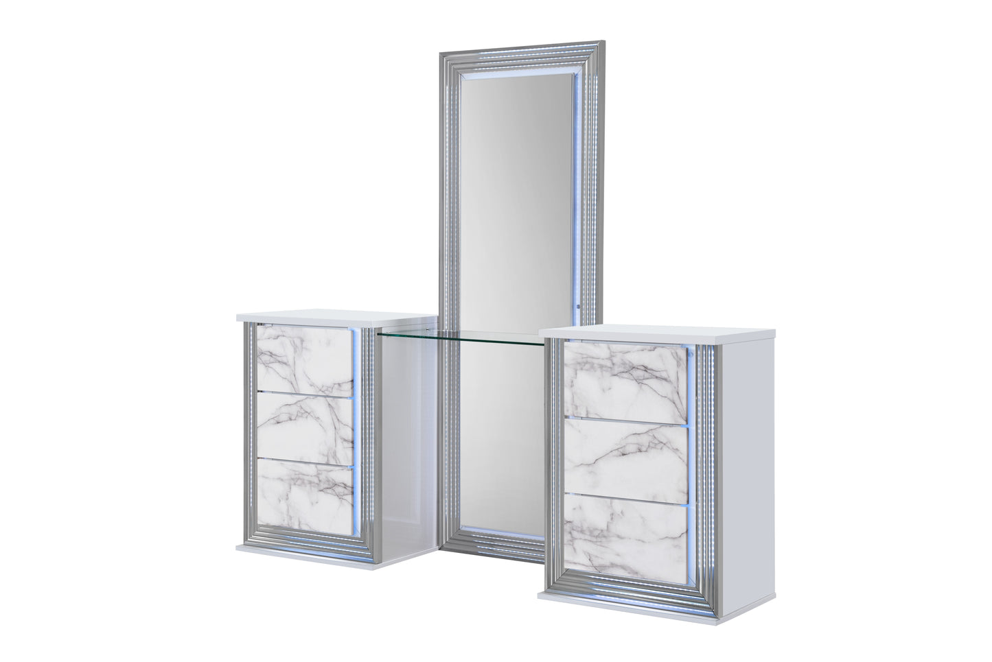 Ylime White Marble LED Bedroom Collection