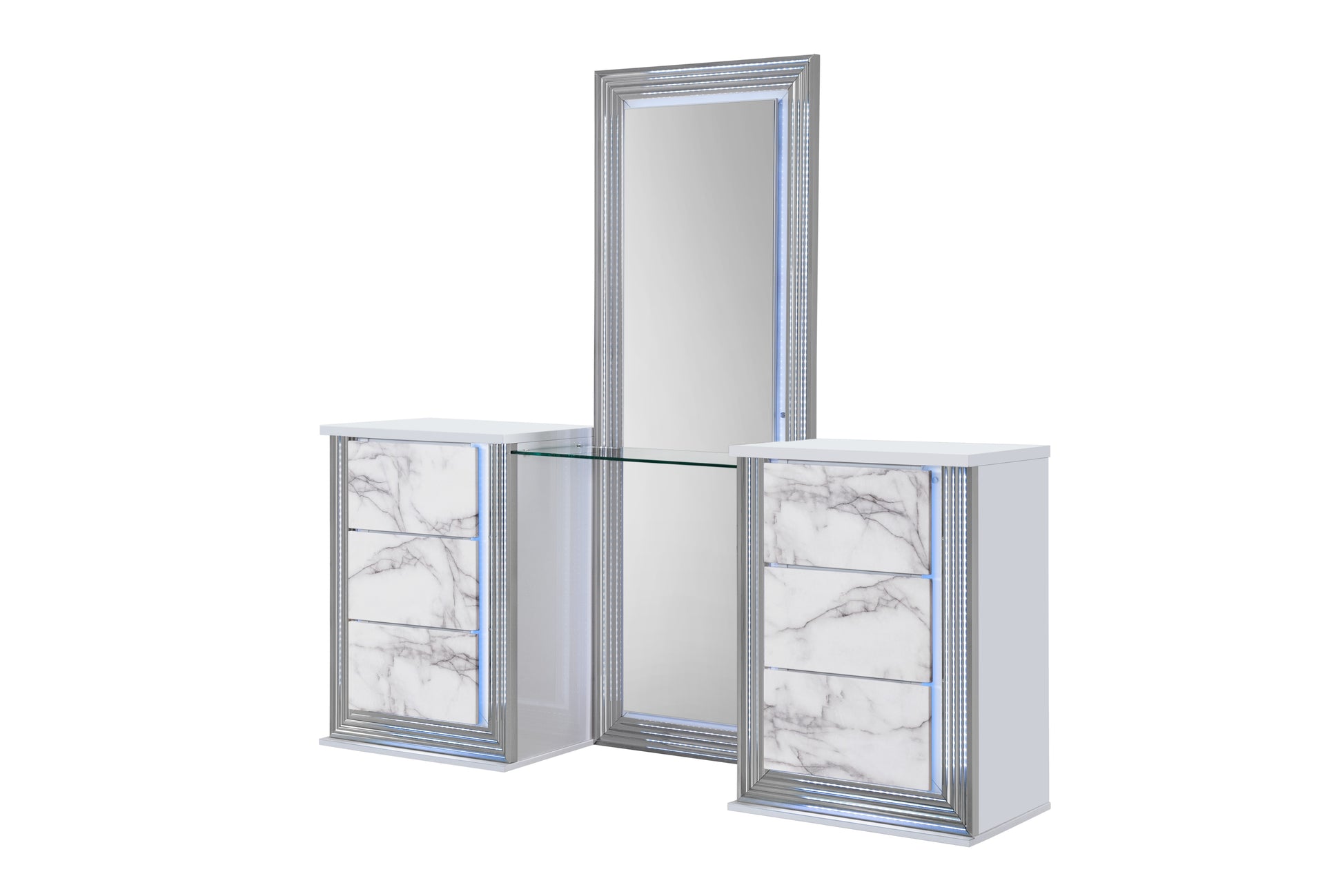 Ylime White Marble LED Bedroom Collection