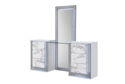 Ylime White Marble LED Bedroom Collection