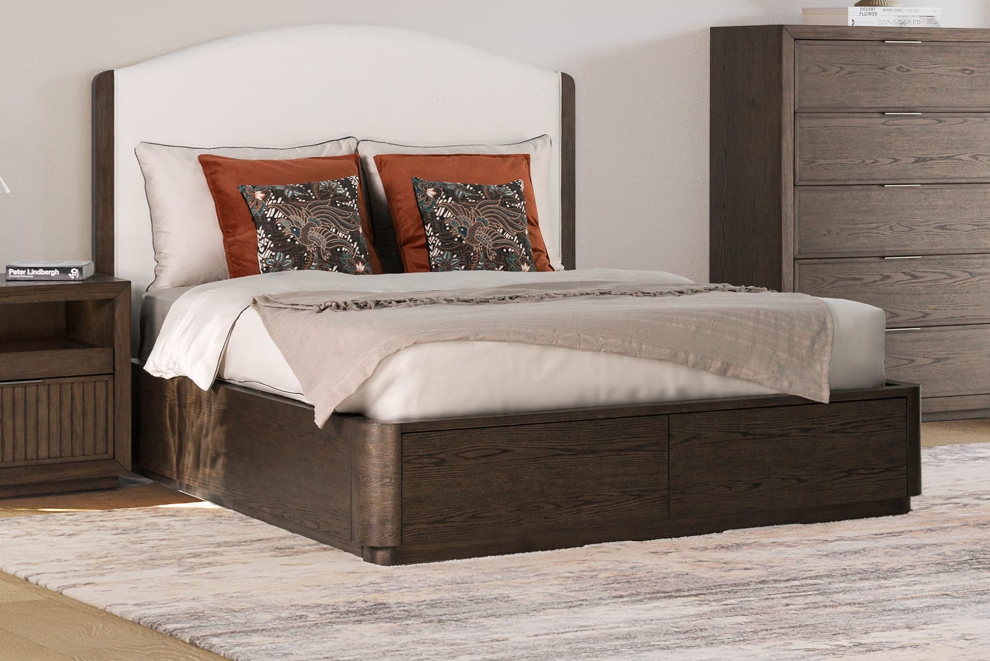 Athens Queen Upholstered Storage Bed - Standard