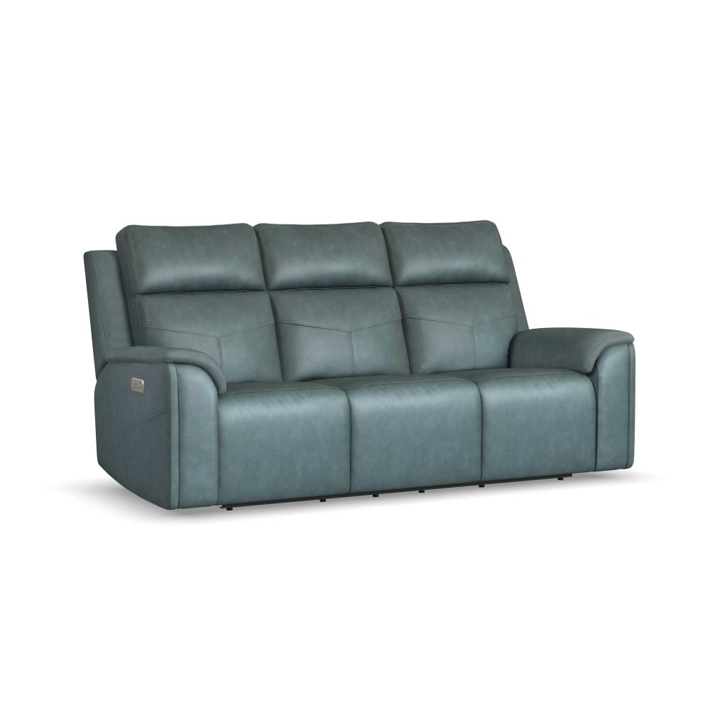 Vernon Power Reclining Sofa with Console, Power Headrest, Lumbar, Heat & Massage - Fabric 386-40