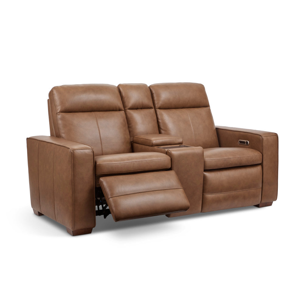 Dutch Power Reclining Loveseat with Console, Power Headrest & Lumbar - Leather 562-80