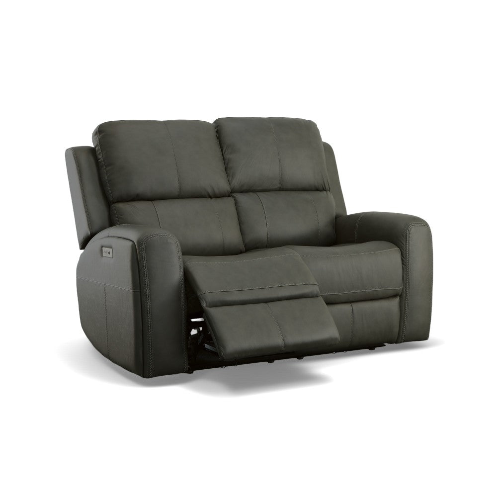 Linden Power Reclining Loveseat with Power Headrests & Lumbar - Leather 946-02