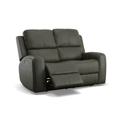 Linden Power Reclining Loveseat with Power Headrests & Lumbar - Leather 946-02