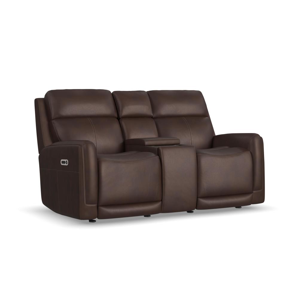 Alister Power Gliding Loveseat with Console, Power Headrests & Lumbar - Leather 946-71