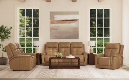 Ranger Power Reclining Sofa with Console, Power Headrest, Lumbar, Heat & Massage - Leather 439-72