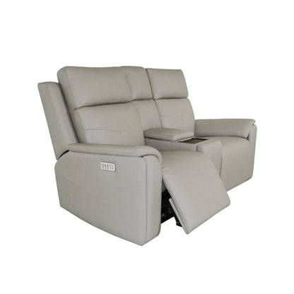 Vernon Power Reclining Loveseat with Console, Power Headrests, Lumbar, Heat & Massage - Sand