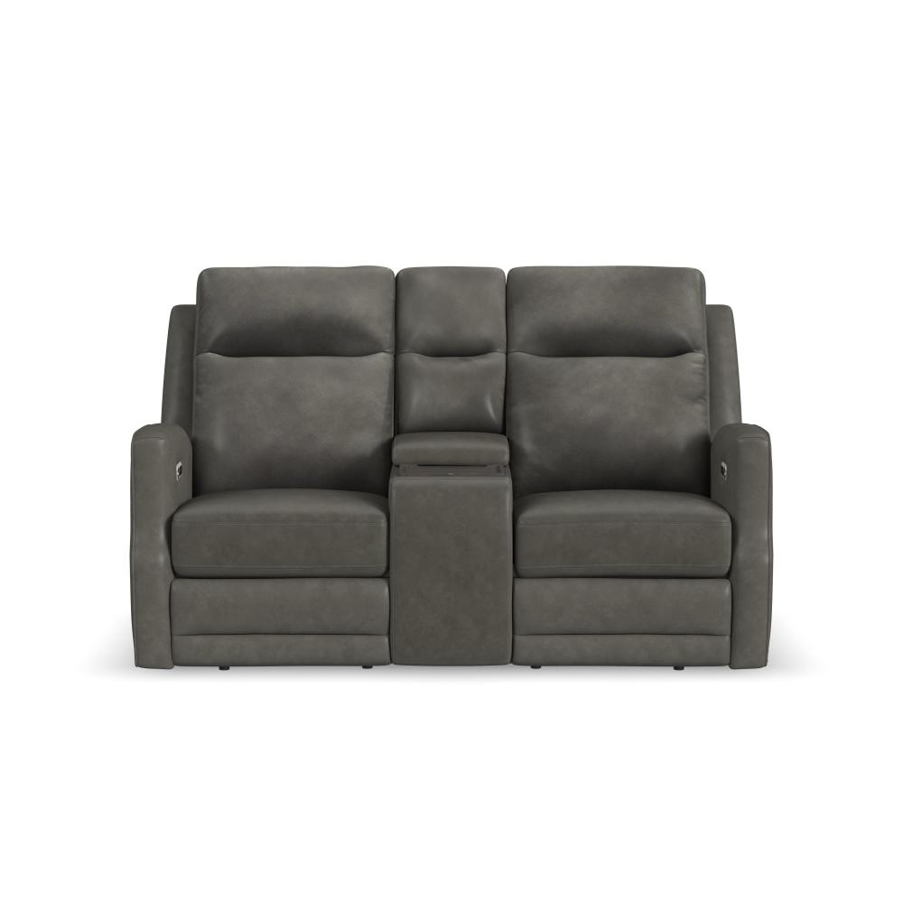 Maxwell Power Reclining Loveseat with Console, Power Headrests and Lumbar - Black