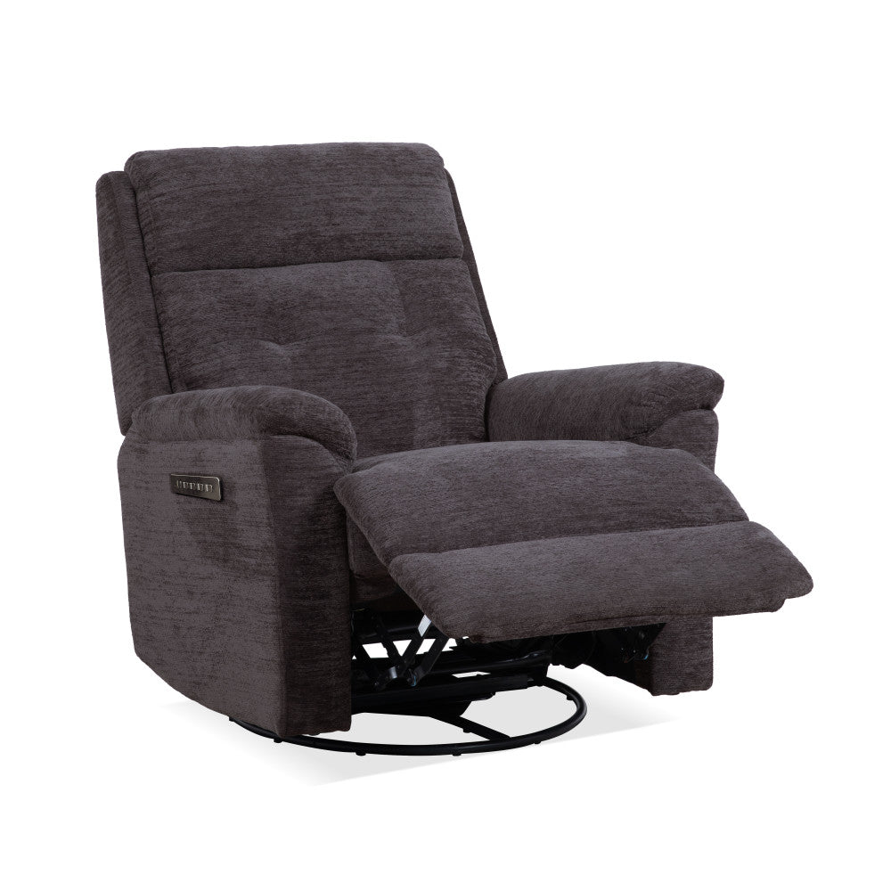 Sophisticated Power Swivel Gliding Recliner with Power Headrest & Lumbar - Fabric 410-02