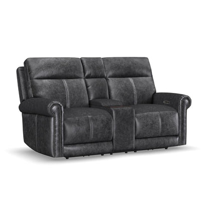 Alexander Power Reclining Loveseat with Console, Power Headrest & Lumbar - Leather 706-03