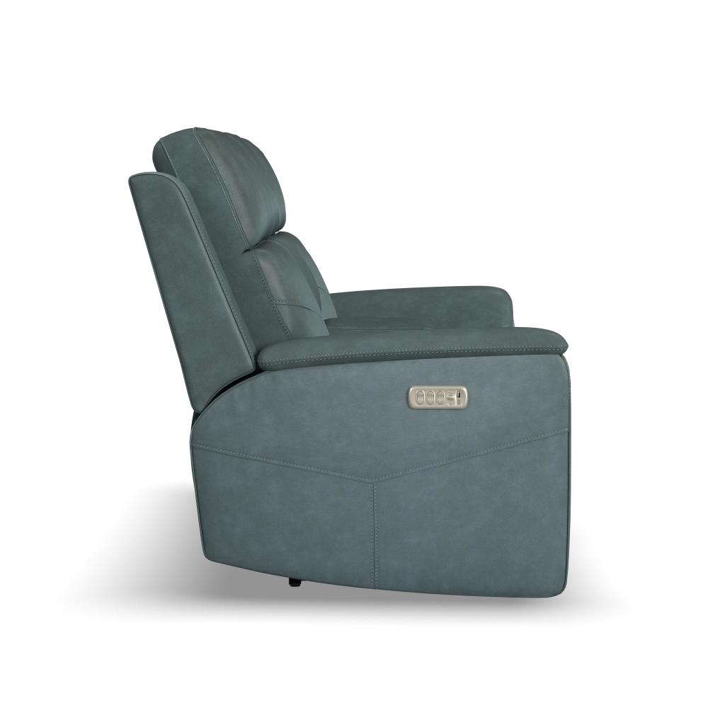 Vernon Power Reclining Loveseat with Console, Power Headrests, Lumbar, Heat & Massage - Green