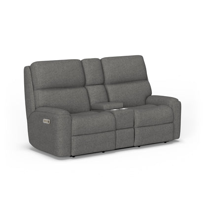 Rio Power Reclining Loveseat with Console & Power Headrests - Fabric 309-02