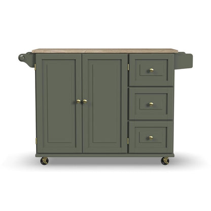 Dolly Madison Drop Leaf Kitchen Cart - Green