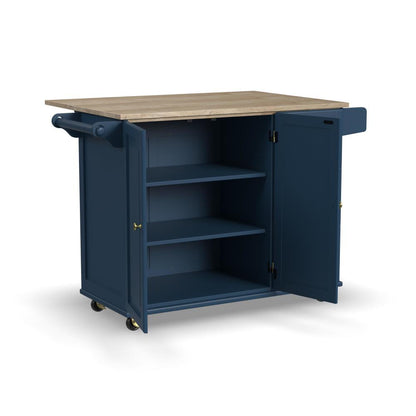 Dolly Madison Drop Leaf Kitchen Cart - Blue