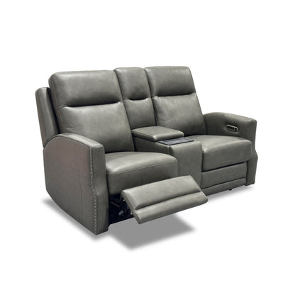 Maxwell Power Reclining Loveseat with Console, Power Headrests and Lumbar - Black