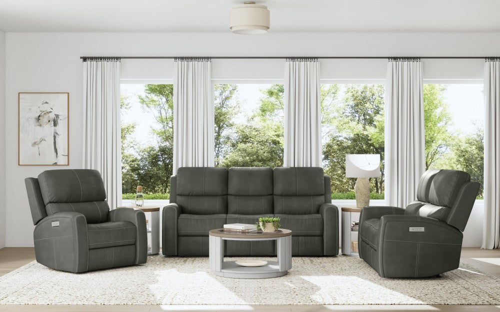 Linden Power Reclining Sofa with Power Headrests & Lumbar - Leather 946-02