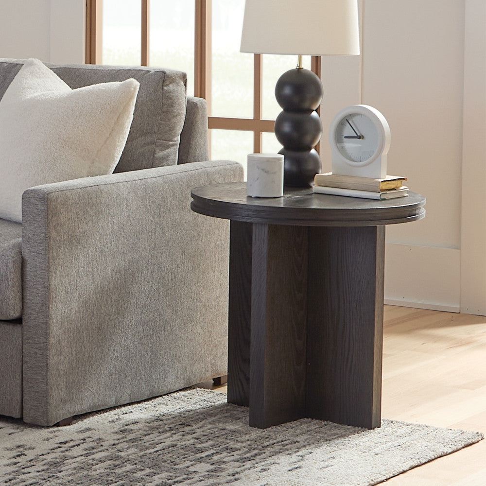 Waterfall Round End Table - Black
