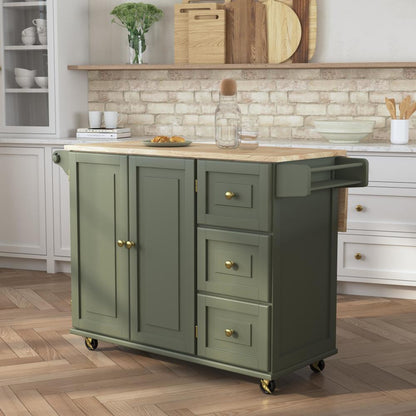 Dolly Madison Drop Leaf Kitchen Cart - Green