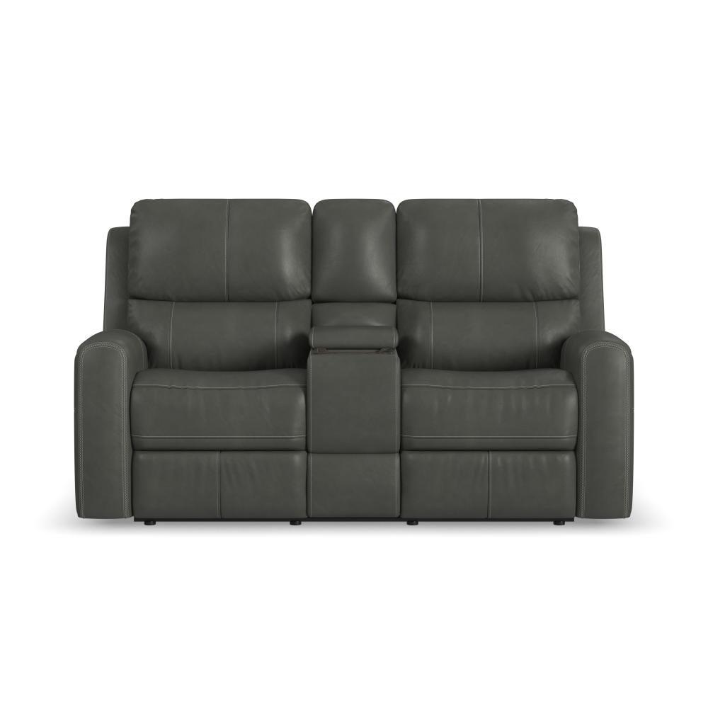 Linden Power Reclining Loveseat with Console & Power Headrests & Lumbar - Leather 946-02
