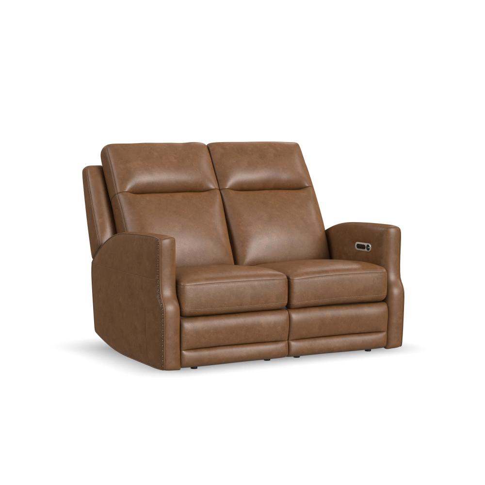 Maxwell Power Reclining Loveseat with Power Headrests and Lumbar - Brown