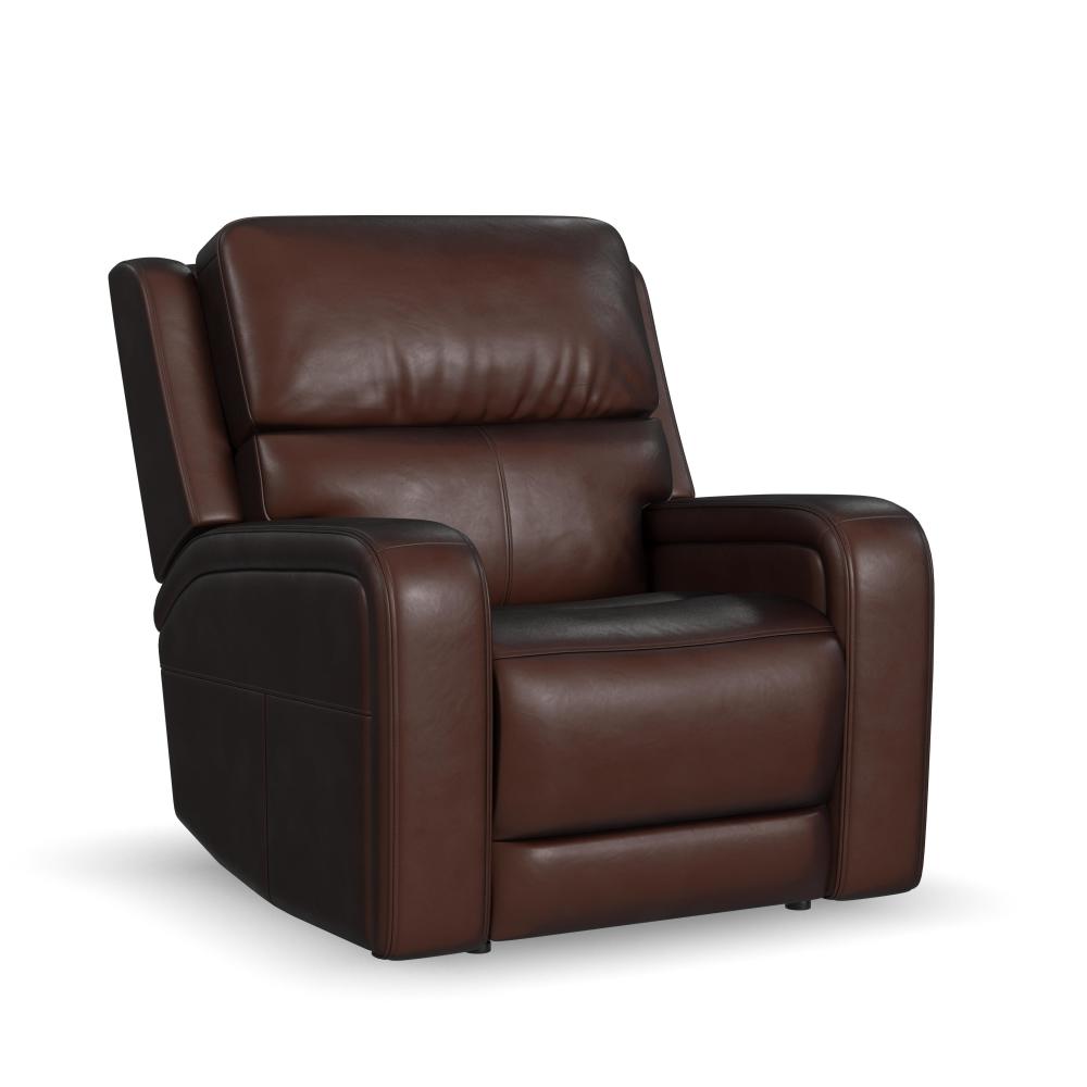 Oasis Power Recliner with Power Headrest, Lumbar, Heat & Massage - Brown
