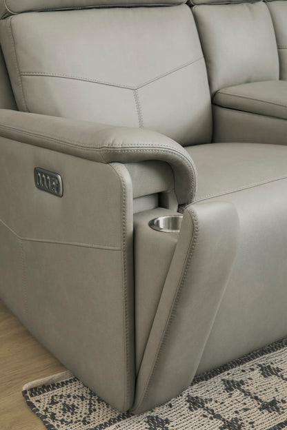Vernon Power Reclining Loveseat with Console, Power Headrests, Lumbar, Heat & Massage - Sand