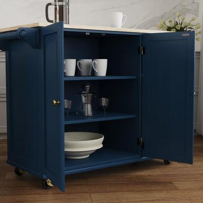 Dolly Madison Drop Leaf Kitchen Cart - Blue