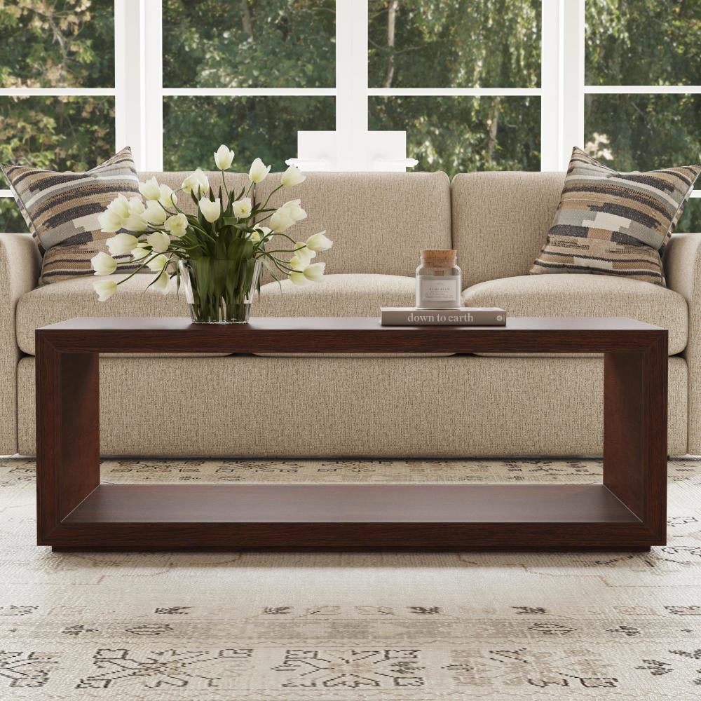 Waterfall Rectangular Coffee Table with Casters - Brown - 5000007677