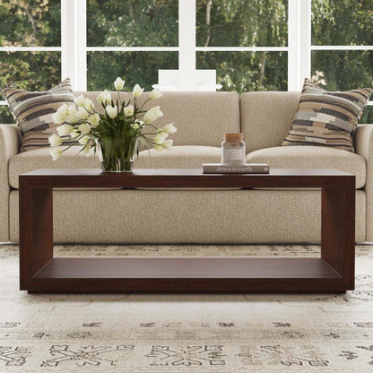 Waterfall Rectangular Coffee Table with Casters - Brown - 5000007677