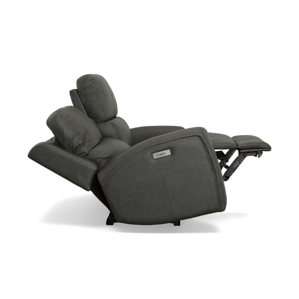 Linden Power Reclining Loveseat with Power Headrests & Lumbar - Leather 946-02