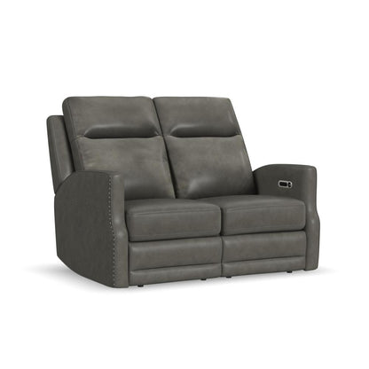 Maxwell Power Reclining Loveseat with Power Headrests and Lumbar - Gray