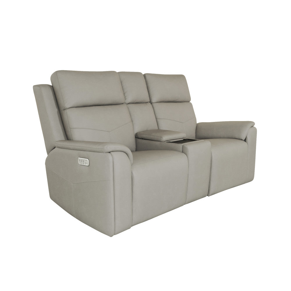 Vernon Power Reclining Loveseat with Console, Power Headrests, Lumbar, Heat & Massage - Sand