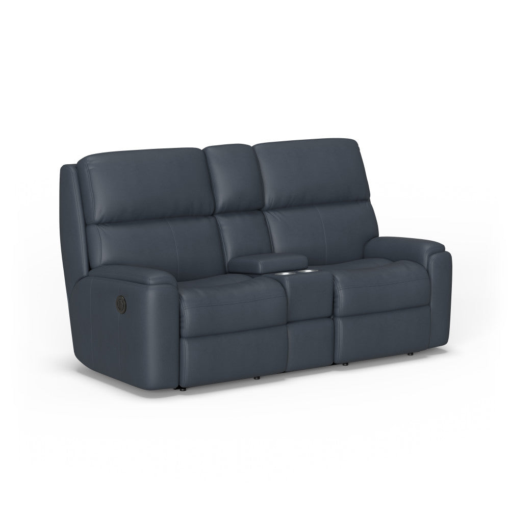 Rio Power Reclining Loveseat with Console - Leather 653-80