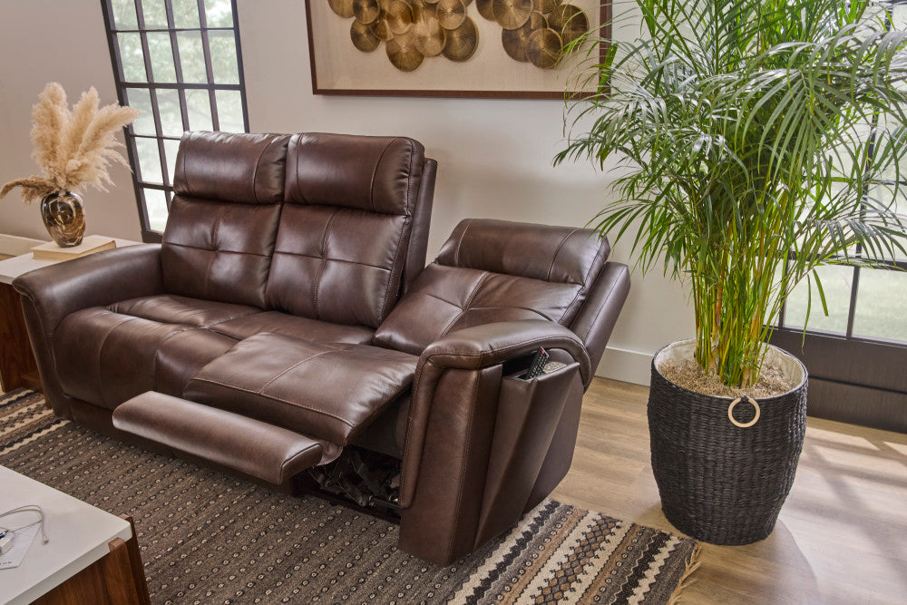 Ranger Power Reclining Sofa with Console, Power Headrest, Lumbar, Heat & Massage - Leather 439-70