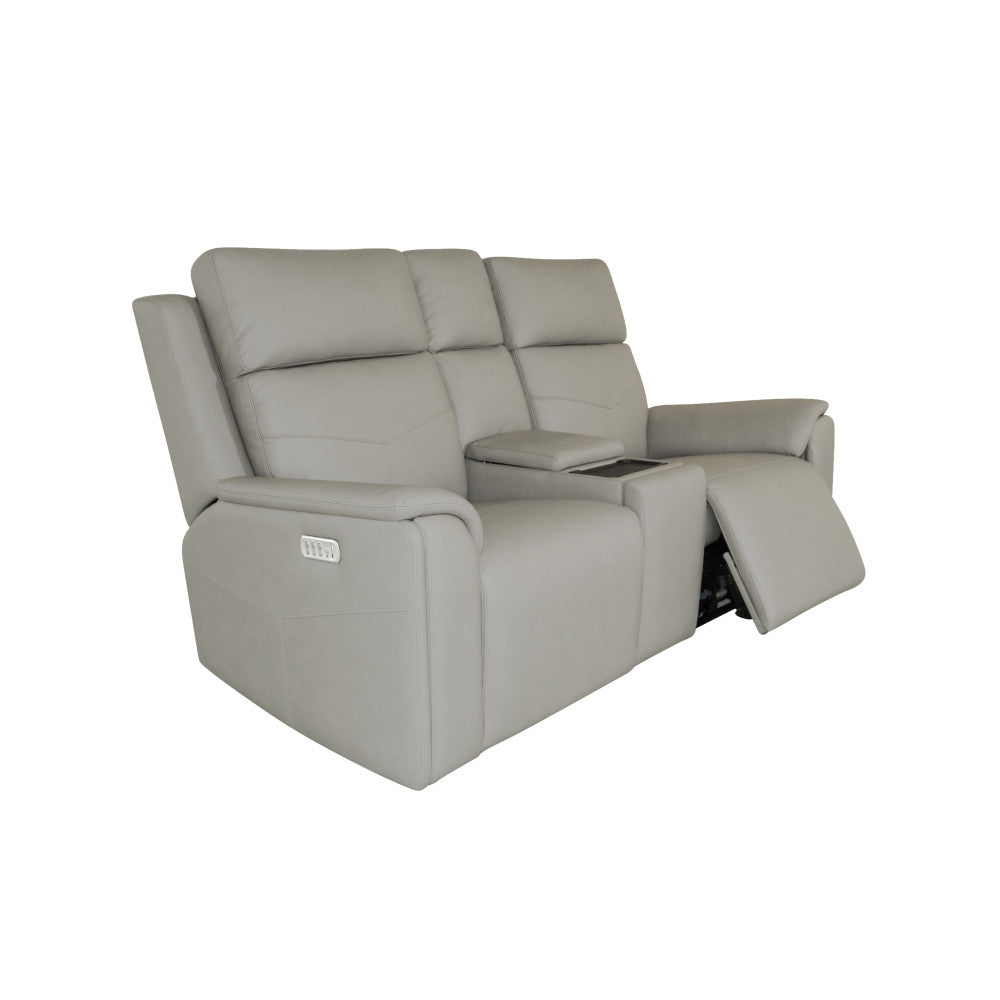 Vernon Power Reclining Loveseat with Console, Power Headrests, Lumbar, Heat & Massage - Sand
